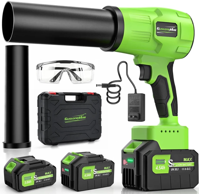 Main image of Brushless Leaf Blower Cordless with 2 Batteries and Charger (Green) | Lightweight, Small Electric Handheld Blower with Variable Speed for Lawn Care, Patio, Yard, Garage, Leaves & Dust Cleaning