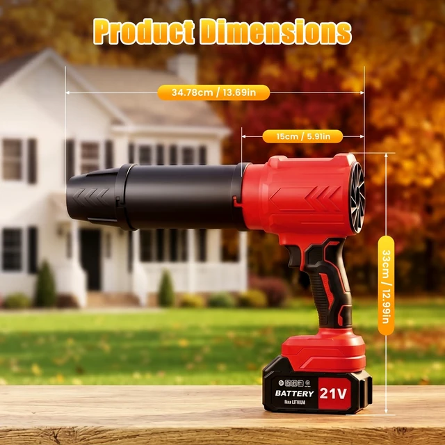 Alt view image 7 of 7 - 950000RPM Leaf Blower Cordless with 2 x 4.0Ah Batteries, 2 Extended Nozzles | Handheld Blowers for Lawn Care, Snow, Yard Cleaning, Lightweight Leaf Blowers, Variable Speed Portable Dust Blowers - Red