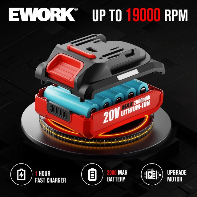 Alt view image 4 of 6 - EWORK 20V Small Cordless Leaf Blower with 2 x 2.0Ah Battery and Charger | Lightweight Electric Leaf Blower 200MPH & 130CFM Battery Powered Mini Blowers for Lawn Care, Leaves Handheld Walkway & Patio
