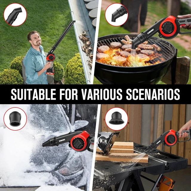 Alt view image 6 of 6 - EWORK 20V Small Cordless Leaf Blower with 2 x 2.0Ah Battery and Charger | Lightweight Electric Leaf Blower 200MPH & 130CFM Battery Powered Mini Blowers for Lawn Care, Leaves Handheld Walkway & Patio