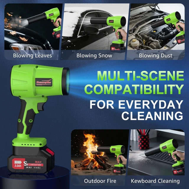 Alt view image 6 of 6 - GustoneMas Brushless Leaf Blower Cordless, 980,000RPM, with 2 Batteries and Charger (Green)