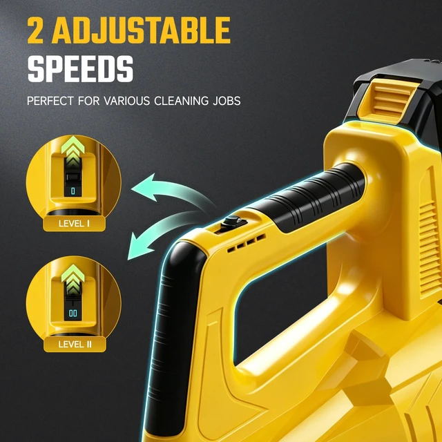 Alt view image 4 of 7 - Leaf Blower Cordless - 680CFM Electric Leaf Blower with 2 * 4.0Ah Batteries and Charger, 2 Speed 21V Powerful Blowers for Garden Lawn Care Patio Blowing Leaves Dust Snow Gift for Men