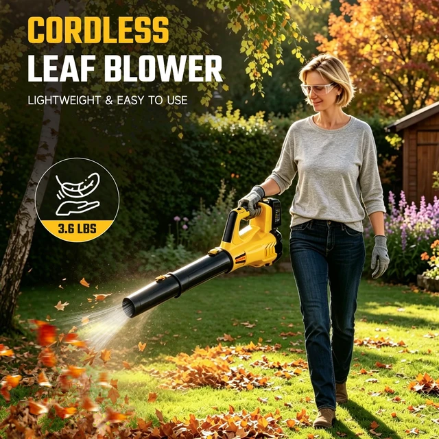 Alt view image 5 of 7 - Leaf Blower Cordless - 680CFM Electric Leaf Blower with 2 * 4.0Ah Batteries and Charger, 2 Speed 21V Powerful Blowers for Garden Lawn Care Patio Blowing Leaves Dust Snow Gift for Men
