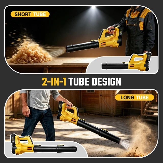Alt view image 6 of 7 - Leaf Blower Cordless - 680CFM Electric Leaf Blower with 2 * 4.0Ah Batteries and Charger, 2 Speed 21V Powerful Blowers for Garden Lawn Care Patio Blowing Leaves Dust Snow Gift for Men