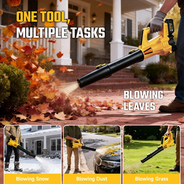 Alt view image 7 of 7 - Leaf Blower Cordless - 680CFM Electric Leaf Blower with 2 * 4.0Ah Batteries and Charger, 2 Speed 21V Powerful Blowers for Garden Lawn Care Patio Blowing Leaves Dust Snow Gift for Men