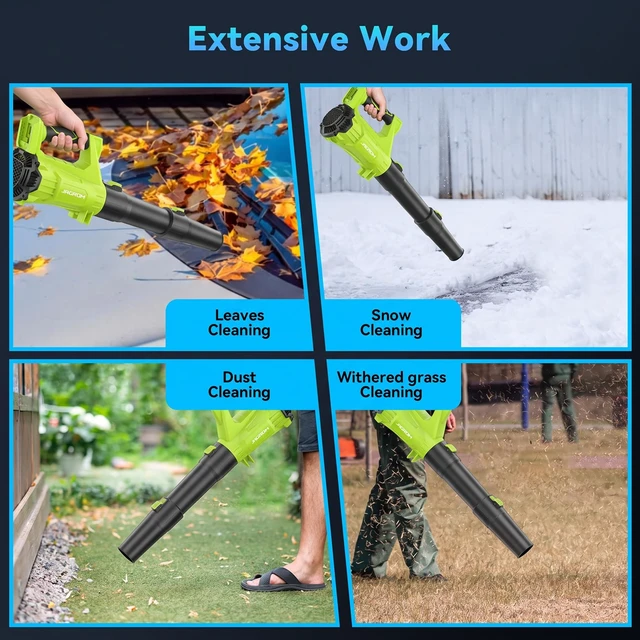 Alt view image 5 of 7 - Electric Leaf Blower Cordless with 3.0Ah Battery and Charger, 680CFM | 20V Handheld Leaf Blower for Lawn Care with 2 Speeds, Battery Powered Tool Blowing Leaves, Dust, Snow, Gravel for Patio Yard