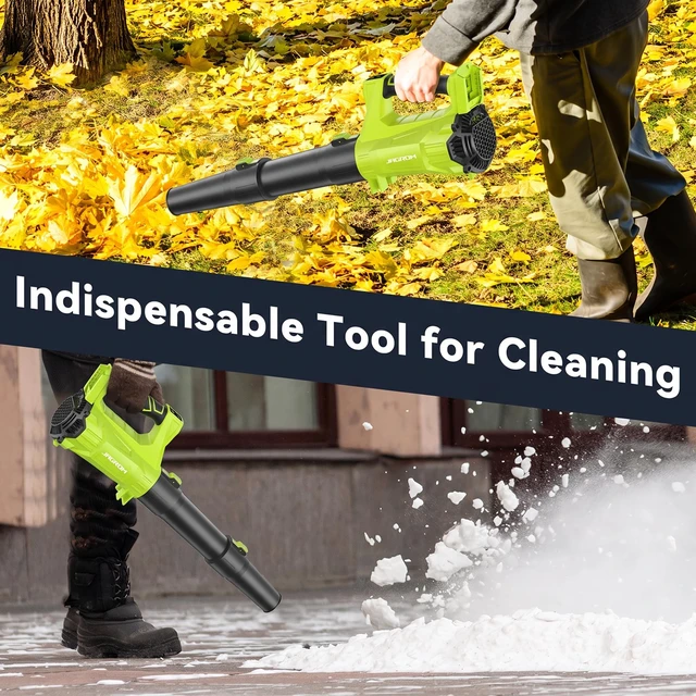 Alt view image 7 of 7 - Electric Leaf Blower Cordless with 3.0Ah Battery and Charger, 680CFM | 20V Handheld Leaf Blower for Lawn Care with 2 Speeds, Battery Powered Tool Blowing Leaves, Dust, Snow, Gravel for Patio Yard