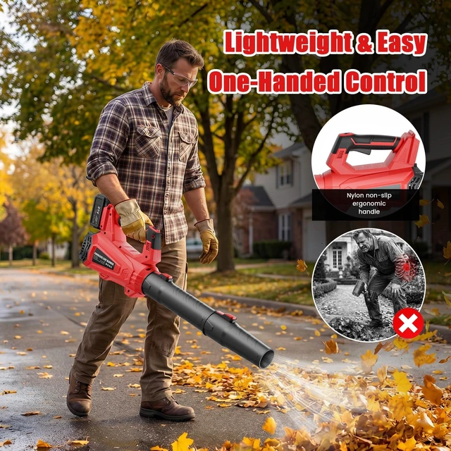 Alt view image 5 of 7 - 930CFM Electric Leaf Blower Cordless with 2 X 4.0 Batteries and Charger | Battery Powered Cordless Leaf Blower, 6 Speed Modes, Portable Lightweight Handheld Snow Blower for Lawn Care, Yard - Red