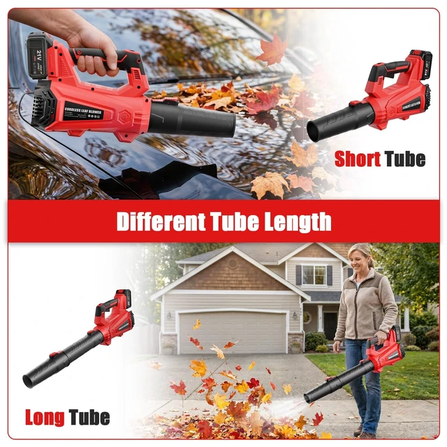 Alt view image 7 of 7 - 930CFM Electric Leaf Blower Cordless with 2 X 4.0 Batteries and Charger | Battery Powered Cordless Leaf Blower, 6 Speed Modes, Portable Lightweight Handheld Snow Blower for Lawn Care, Yard - Red