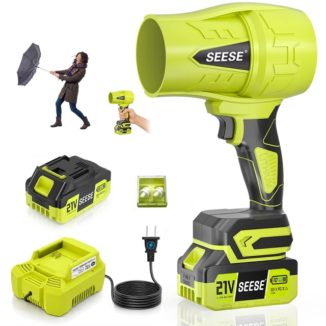 Main image of SEESE Turbo Cordless Leaf Blower, 600 CFM Turbo Jet, Lightweight Handheld Blower for Yard Leaves, Wood Shavings, Car Drying with 21V 4.0Ah Battery & Ergonomic Handle, Best Gifts for Husband, Men, Dad