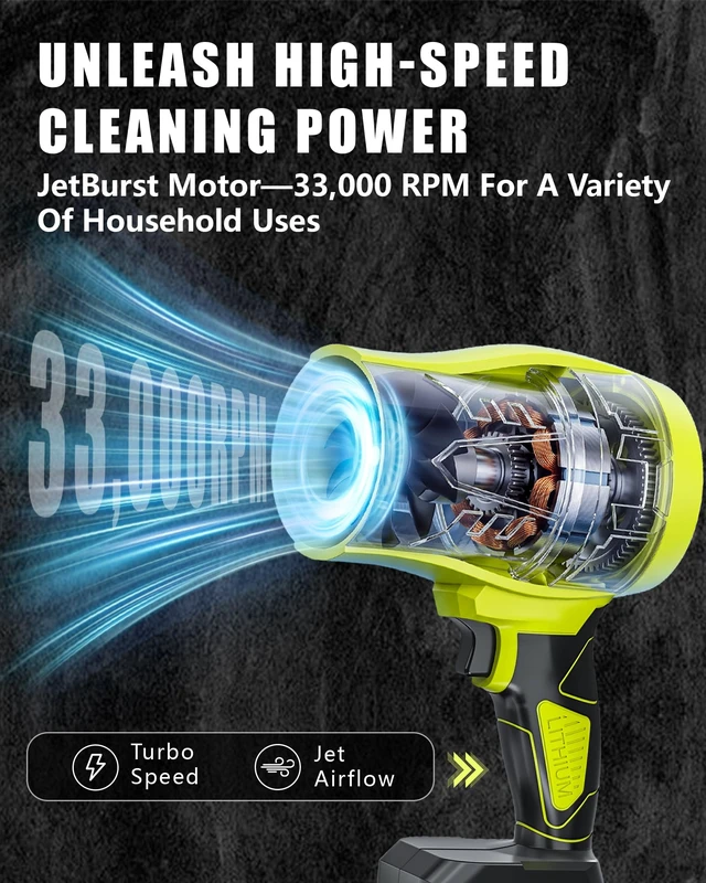 Alt view image 3 of 7 - SEESE Turbo Cordless Leaf Blower, 600 CFM Turbo Jet, Lightweight Handheld Blower for Yard Leaves, Wood Shavings, Car Drying with 21V 4.0Ah Battery & Ergonomic Handle, Best Gifts for Husband, Men, Dad
