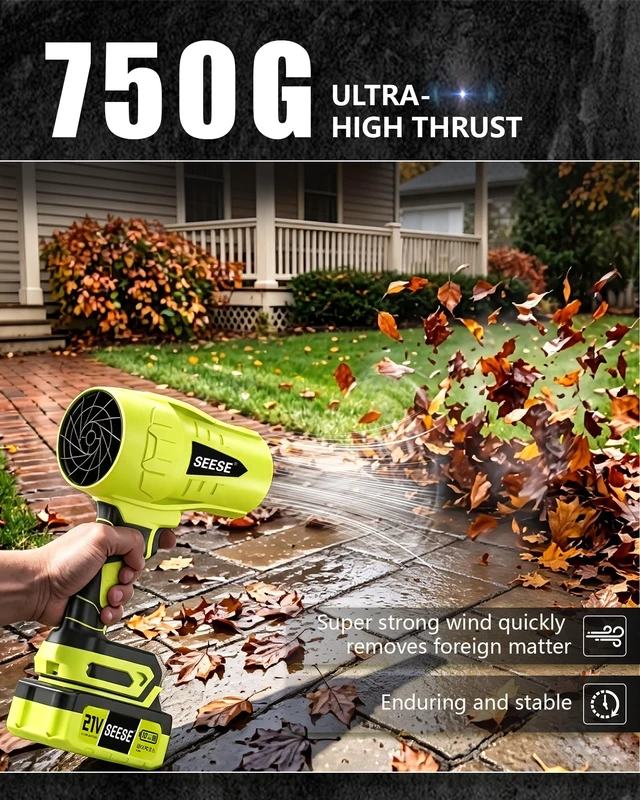 Alt view image 6 of 7 - SEESE Turbo Cordless Leaf Blower, 600 CFM Turbo Jet, Lightweight Handheld Blower for Yard Leaves, Wood Shavings, Car Drying with 21V 4.0Ah Battery & Ergonomic Handle, Best Gifts for Husband, Men, Dad