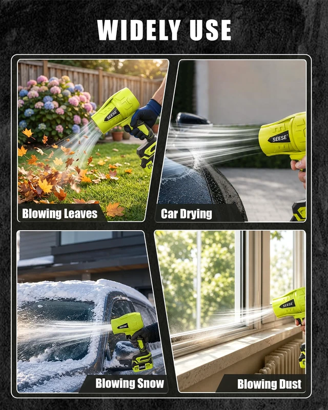 Alt view image 4 of 7 - SEESE Turbo Cordless Leaf Blower, 600 CFM Turbo Jet, Lightweight Handheld Blower for Yard Leaves, Wood Shavings, Car Drying with 21V 4.0Ah Battery & Ergonomic Handle, Best Gifts for Husband, Men, Dad