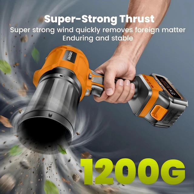 Alt view image 4 of 7 - FAOGO Cordless Leaf Blower with 2 Batteries & Charger - 990,000 RPM Electric Handheld Blower, Lightweight for Lawn, Yard, Patio, Garden Care - Orange