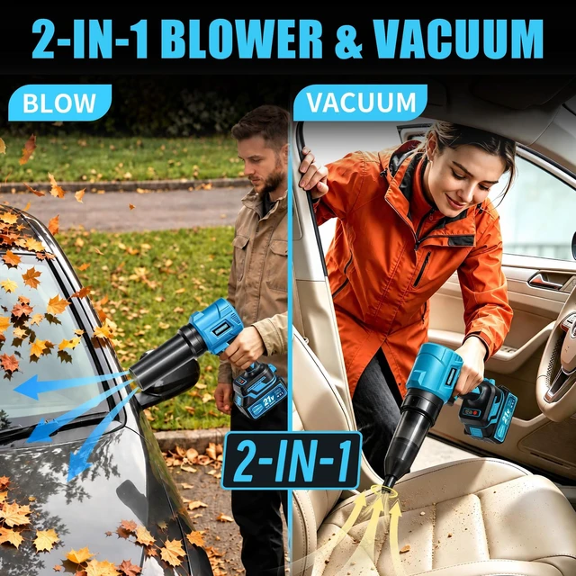 Alt view image 6 of 7 - ALDERVIC Cordless Leaf Blower, 2-in-1 Handheld Leaf Blower & Vacuum, Lightweight Brushless Blower with 6.0Ah Battery & Charger, 3-Speed for Lawn Care, Patio, Yard, Leaves, Dust, Snow