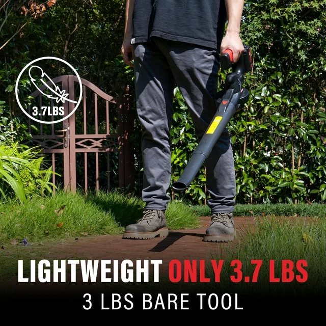 Alt view image 5 of 7 - MZK 20V Cordless Leaf Blower, Lightweight Electric Blower | with 2 x 4.0Ah Batteries & Fast Charger ,Powerful Wind Speeds for Leaves, Patio, Lawn & Yard Debris