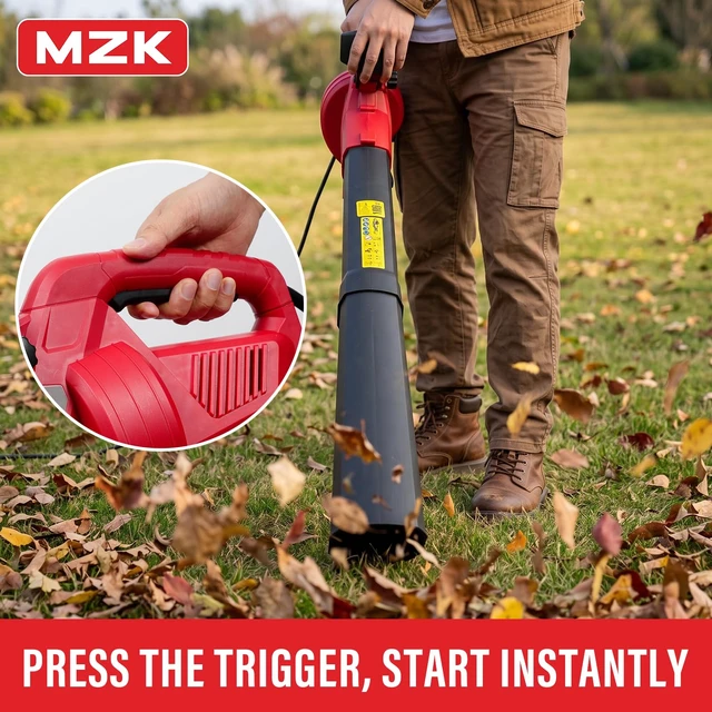 Alt view image 6 of 7 - MZK Lightweight 2-in-1 Leaf Blower Vacuum with Detachable Collection Bag, Electric Yard Cleanup Tool for Garden, Sidewalk and Patio Cleaning