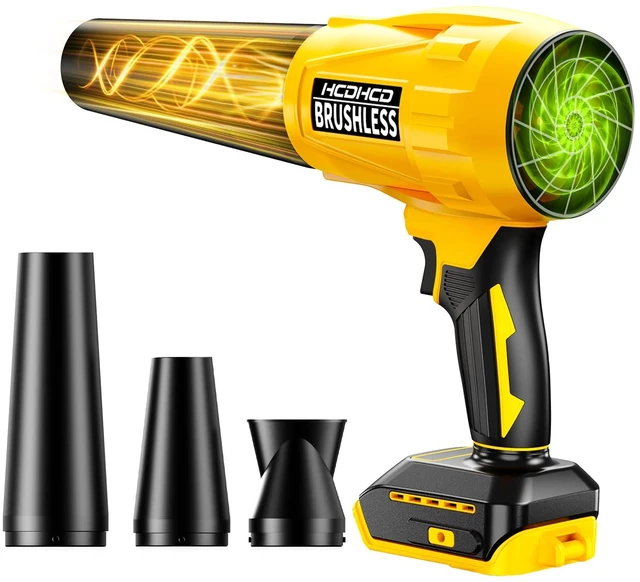 Main image of 750CFM Cordless Leaf Blower Compatible with Dewalt 20V Battery Ultra-Light Handheld Brushless Turbo Jet Blower with 6-Speed Trigger & 3 Nozzles for Car Drying Yard Cleanup (Not Battery Yellow