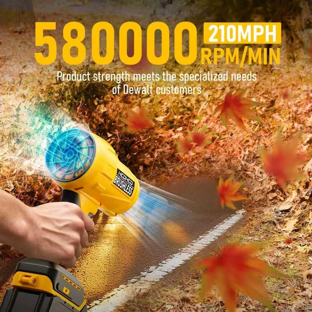 Alt view image 4 of 7 - 750CFM Cordless Leaf Blower Compatible with Dewalt 20V Battery Ultra-Light Handheld Brushless Turbo Jet Blower with 6-Speed Trigger & 3 Nozzles for Car Drying Yard Cleanup (Not Battery Yellow