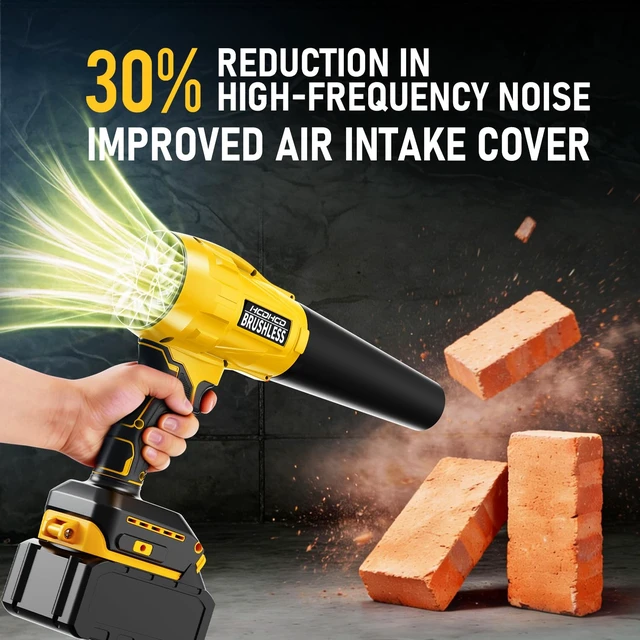 Alt view image 6 of 7 - 750CFM Cordless Leaf Blower Compatible with Dewalt 20V Battery Ultra-Light Handheld Brushless Turbo Jet Blower with 6-Speed Trigger & 3 Nozzles for Car Drying Yard Cleanup (Not Battery Yellow