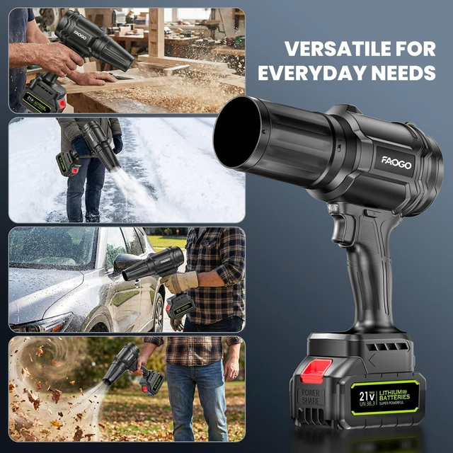 Alt view image 6 of 7 - FAOGO Cordless Leaf Blower with 2 Batteries & Charger - 990,000 RPM Electric Handheld Blower, Lightweight for Lawn, Yard, Patio, Garden Care - Light Black