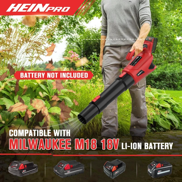 Alt view image 2 of 7 - HEINPRO Cordless Leaf Blower Compatible with Milwaukee M18 Battery | 500CFM/150MPH Electric Leaf Blower Cordless, 5 Speed Modes, Battery Powered Blowers for Lawn Care, Yard (Tool Only)