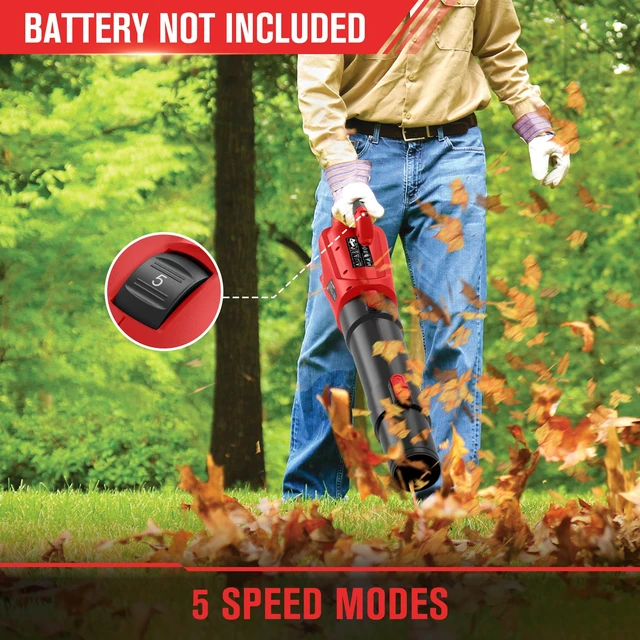 Alt view image 4 of 7 - HEINPRO Cordless Leaf Blower Compatible with Milwaukee M18 Battery | 500CFM/150MPH Electric Leaf Blower Cordless, 5 Speed Modes, Battery Powered Blowers for Lawn Care, Yard (Tool Only)