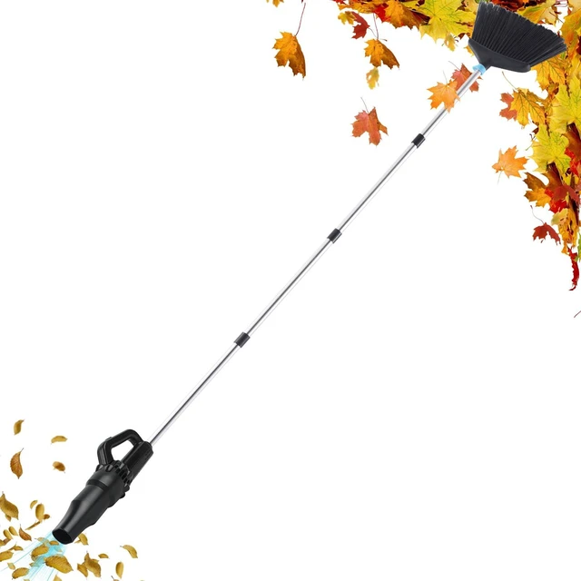 Main image of LAWFYMORI Outdoor Broom with Small Leaf Blower, Rechargeable Broom Blower | Cordless Leaf Blower & Long Handle Broom, Lightweight Air Duster for Lawn Yard Patio Garden Balcony Car RV, Charger Included