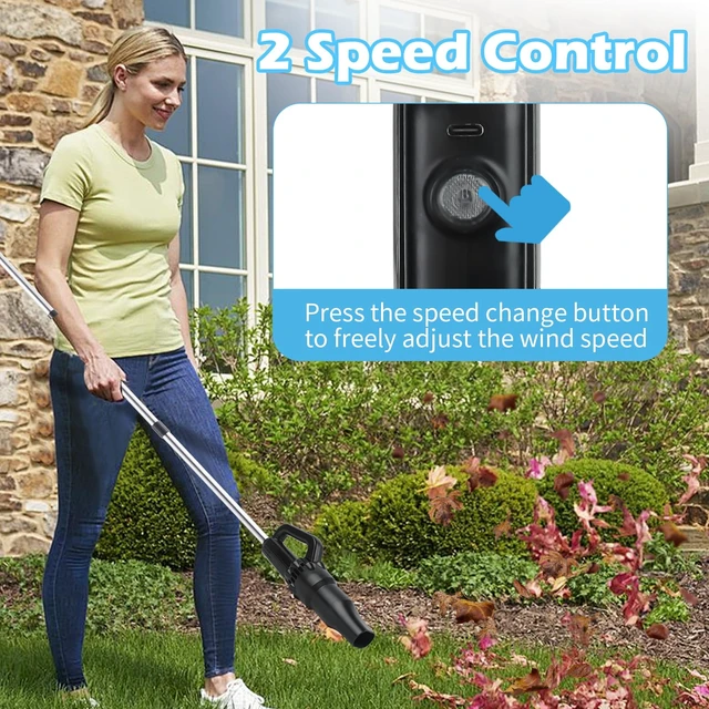 Alt view image 4 of 6 - LAWFYMORI Outdoor Broom with Small Leaf Blower, Rechargeable Broom Blower | Cordless Leaf Blower & Long Handle Broom, Lightweight Air Duster for Lawn Yard Patio Garden Balcony Car RV, Charger Included
