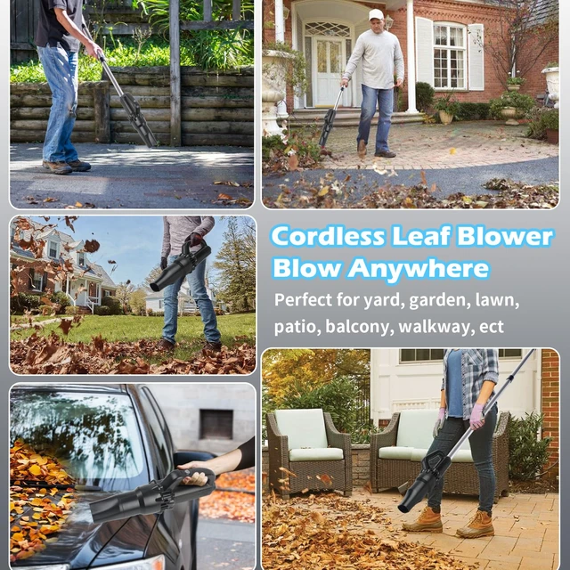Alt view image 6 of 6 - LAWFYMORI Outdoor Broom with Small Leaf Blower, Rechargeable Broom Blower | Cordless Leaf Blower & Long Handle Broom, Lightweight Air Duster for Lawn Yard Patio Garden Balcony Car RV, Charger Included