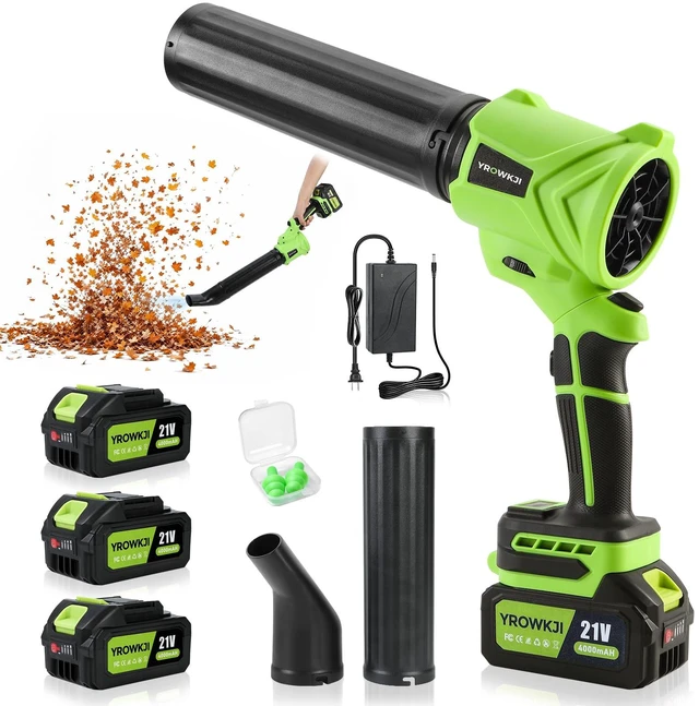 Main image of Leaf Blower Cordless, 180° Rotating Handheld Electric Leaf Blower6 Speed ModesEquipped with 3 X 4.0ah Battery and Charger Portable Small Blowerfor Lawn Care,Leaves,Patio,Dust and Drying Cars-Green