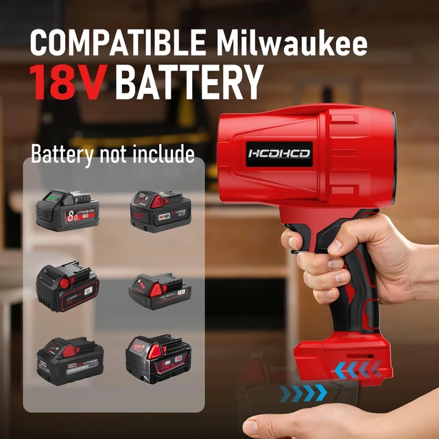 Alt view image 2 of 7 - Cordless Leaf Blower Compatible with Milwaukee 18V Battery, 720 CFM 180 MPH Handheld Turbo Jet Blower with 4 Nozzles for Yard Care, Car Drying, Electric Blower (Tool Only)