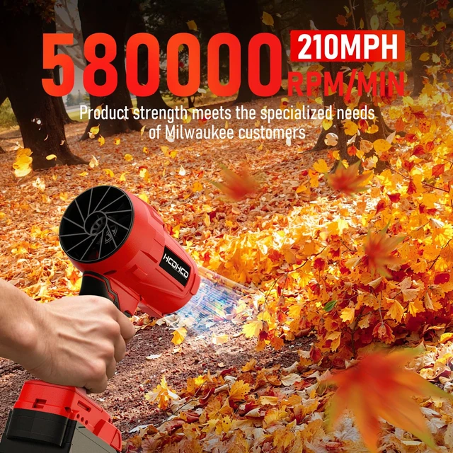 Alt view image 5 of 7 - Cordless Leaf Blower Compatible with Milwaukee 18V Battery, 720 CFM 180 MPH Handheld Turbo Jet Blower with 4 Nozzles for Yard Care, Car Drying, Electric Blower (Tool Only)