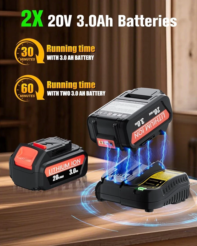 Alt view image 4 of 7 - Cordless Leaf Blower Compatible with Dewalt 20V Battery, 500 CFM, 6 Speeds | 2-Pack 3.0Ah Batteries & Charger Included, 500 CFM Airflow, 6-Speed Control for Yard, Garden, and Snow Removal