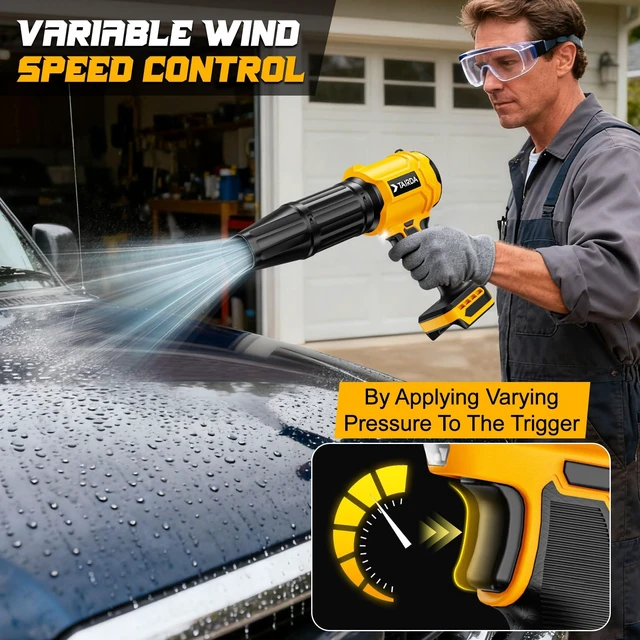 Alt view image 4 of 7 - TAIRDA Cordless Leaf Blower Compatible for Dewalt 20V Battery(NO Battery), Mini Turbo Jet Blower with 2 Nozzles, Lightweight & One-Hand Use, for Patio Garage Yard Shop Cleaning Car Dryer(Tool Only)
