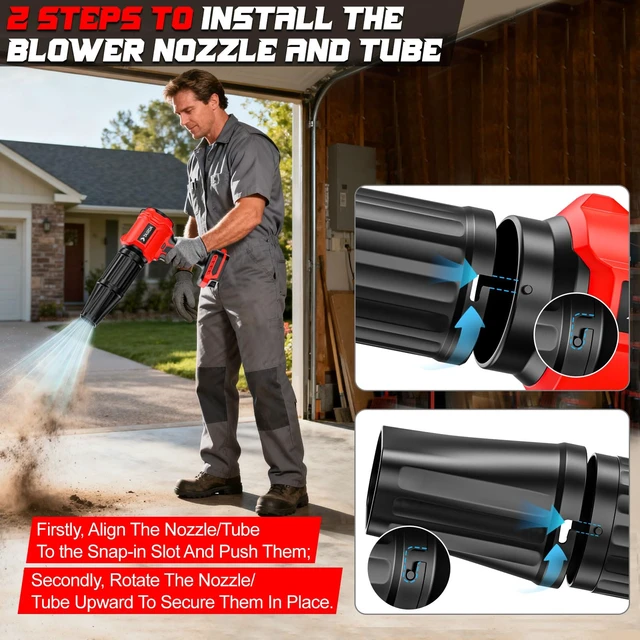 Alt view image 7 of 7 - TAIRDA Cordless Leaf Blower Compatible for Milwaukee 18V Battery(NO Battery), Mini Turbo Jet Blower with 2 Nozzles, Lightweight & One-Hand Use, for Patio Garage Yard Cleaning Car Dryer(Tool Only)