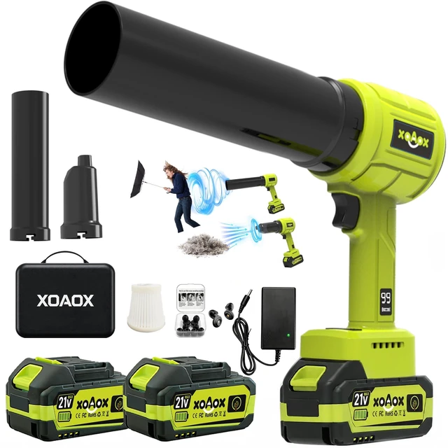 Main image of XOAOX Cordless Leaf Blower, Handheld Blower with 2×4.0Ah Batteries | 1180000RPM Brushless Motor, 400MPH Airflow, Lightweight, Noise-Reducing Earplugs, For Lawn, Patio And Garage