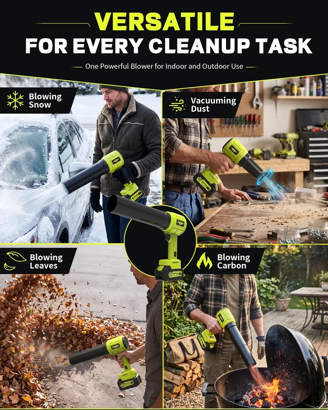 Alt view image 5 of 7 - XOAOX Cordless Leaf Blower, Handheld Blower with 2×4.0Ah Batteries | 1180000RPM Brushless Motor, 400MPH Airflow, Lightweight, Noise-Reducing Earplugs, For Lawn, Patio And Garage
