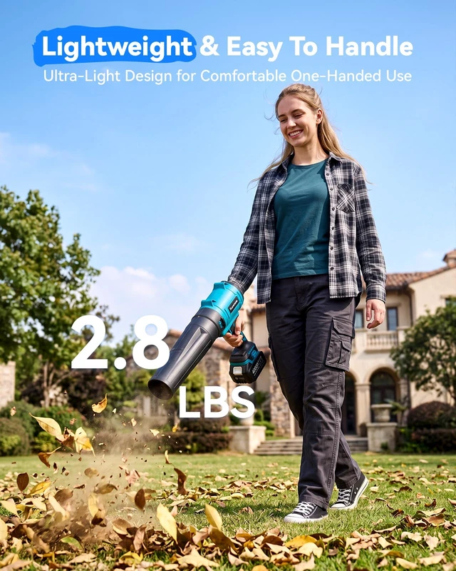 Alt view image 5 of 7 - Leaf Blower Cordless, 700CFM/200MPH, Handheld Blowers with Battery&Charger | 2 x 4.0Ah Batteries, 3-Speed, Lightweight Blowers for Lawn Care, Patio, Yard, Blowing Snow, Leaves, Dust