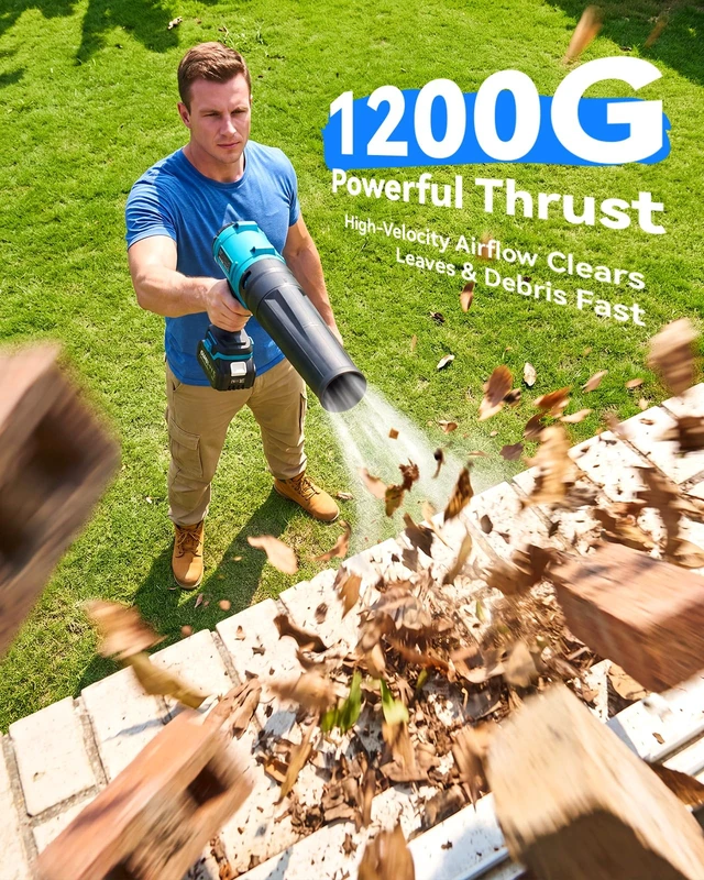 Alt view image 4 of 7 - Leaf Blower Cordless, 700CFM/200MPH, Handheld Blowers with Battery&Charger | 2 x 4.0Ah Batteries, 3-Speed, Lightweight Blowers for Lawn Care, Patio, Yard, Blowing Snow, Leaves, Dust