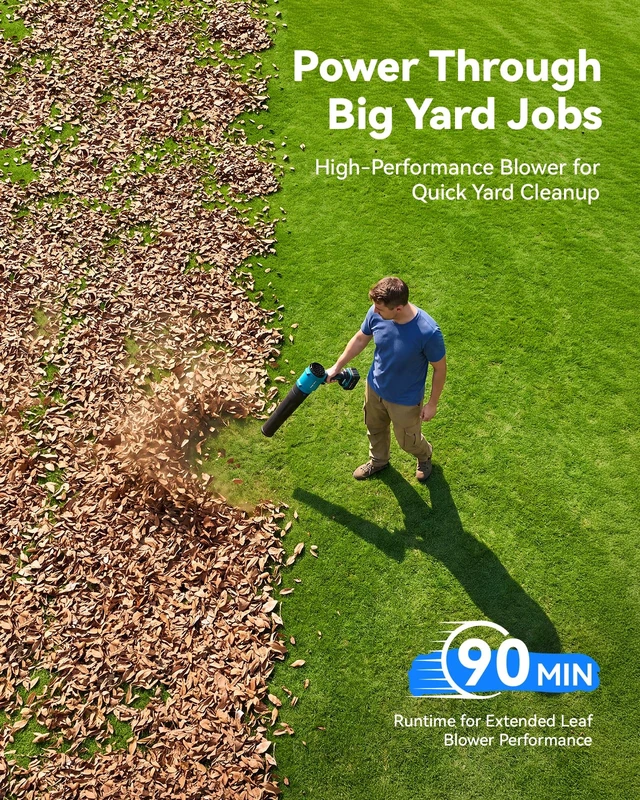 Alt view image 3 of 7 - Leaf Blower Cordless, 700CFM/200MPH, Handheld Blowers with Battery&Charger | 2 x 4.0Ah Batteries, 3-Speed, Lightweight Blowers for Lawn Care, Patio, Yard, Blowing Snow, Leaves, Dust