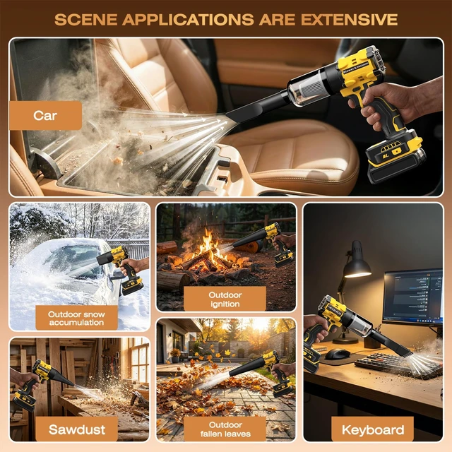 Alt view image 4 of 7 - Leaf Blower Cordless for Dewalt 20V Battery, 1300000RPM Lightweight Mini Leaf Blower Handheld Electric Leaf Blower, 2-in-1 Portable Blower &Vacuum for Lawn Dust/Snow Blowing (Not Battery
