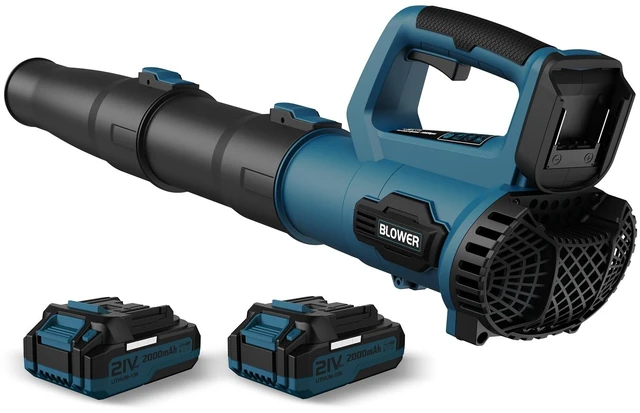 Main image of LEAPUL Leaf Blower Cordless with 2 Batteries & Fast Charger, Navy Blue | 21V Battery Powered, Powerful Airflow, 4Lbs Lightweight, One-Hand Use, Easy Assembly, Ideal For Patio & Lawn Care