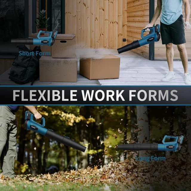 Alt view image 5 of 6 - LEAPUL Leaf Blower Cordless with 2 Batteries & Fast Charger, Navy Blue | 21V Battery Powered, Powerful Airflow, 4Lbs Lightweight, One-Hand Use, Easy Assembly, Ideal For Patio & Lawn Care