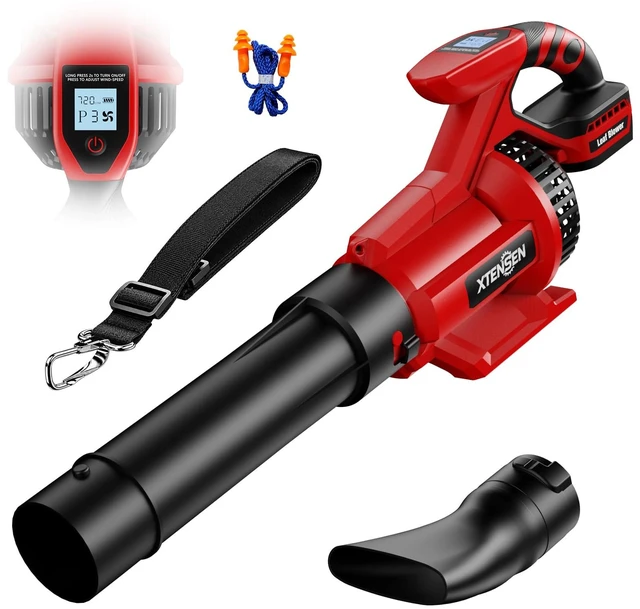 Main image of XTENSEN Cordless Leaf Blower for Milwaukee 18V Battery, 720 CFM (Tool Only) | Handheld Electric Leaf Blower, 3-Speed Control, Digital Display, Shoulder Strap, Detachable Air Tubes for Lawn, Yard