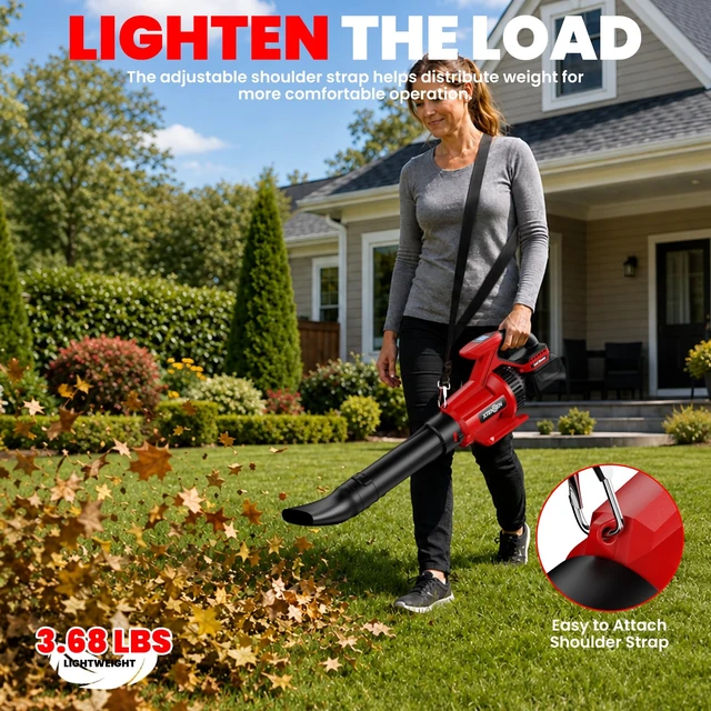 Alt view image 4 of 7 - XTENSEN Cordless Leaf Blower for Milwaukee 18V Battery, 720 CFM (Tool Only) | Handheld Electric Leaf Blower, 3-Speed Control, Digital Display, Shoulder Strap, Detachable Air Tubes for Lawn, Yard