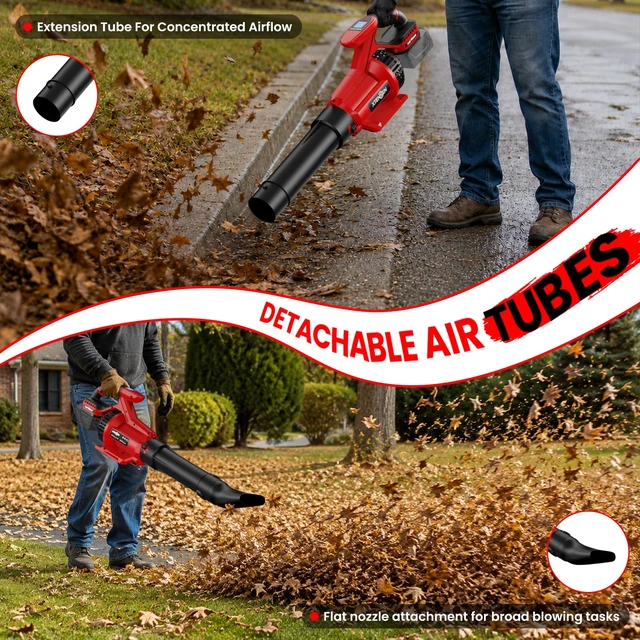 Alt view image 6 of 7 - XTENSEN Cordless Leaf Blower for Milwaukee 18V Battery, 720 CFM (Tool Only) | Handheld Electric Leaf Blower, 3-Speed Control, Digital Display, Shoulder Strap, Detachable Air Tubes for Lawn, Yard
