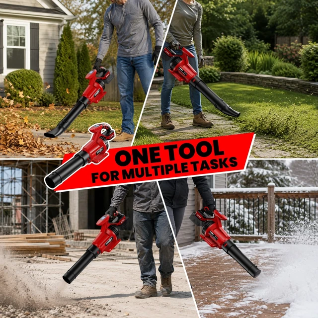 Alt view image 7 of 7 - XTENSEN Cordless Leaf Blower for Milwaukee 18V Battery, 720 CFM (Tool Only) | Handheld Electric Leaf Blower, 3-Speed Control, Digital Display, Shoulder Strap, Detachable Air Tubes for Lawn, Yard