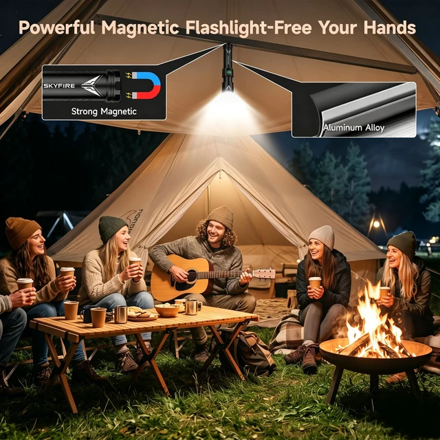 Alt view image 3 of 7 - SKYFIRE Magnetic Flashlight with Ignition Lens,4000 Rechargeable EDC | Flashlights High Lumens,LED Pocket Flash Light Zoomable,4 Modes,Bright Flashlight for Home,Outdoor Camping