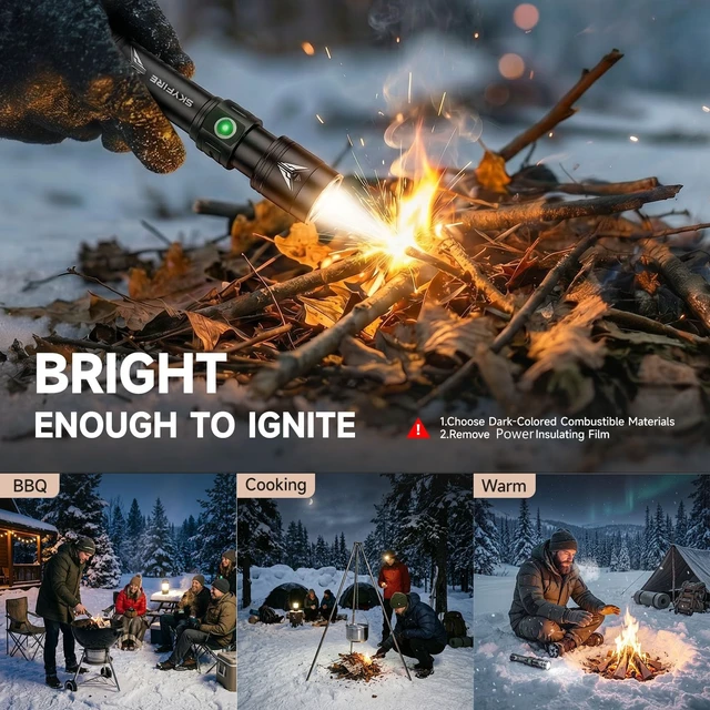 Alt view image 2 of 7 - SKYFIRE Magnetic Flashlight with Ignition Lens,4000 Rechargeable EDC | Flashlights High Lumens,LED Pocket Flash Light Zoomable,4 Modes,Bright Flashlight for Home,Outdoor Camping